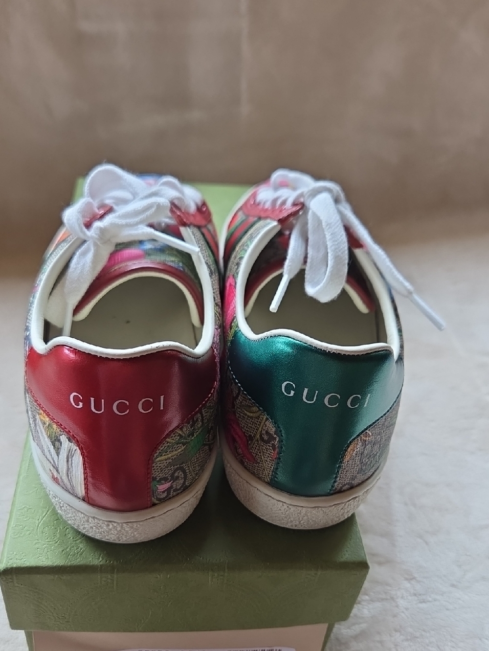 Gucci Floral Canvas Low-Top Sneakers in Pink, Red & Green - Picture 6 of 8